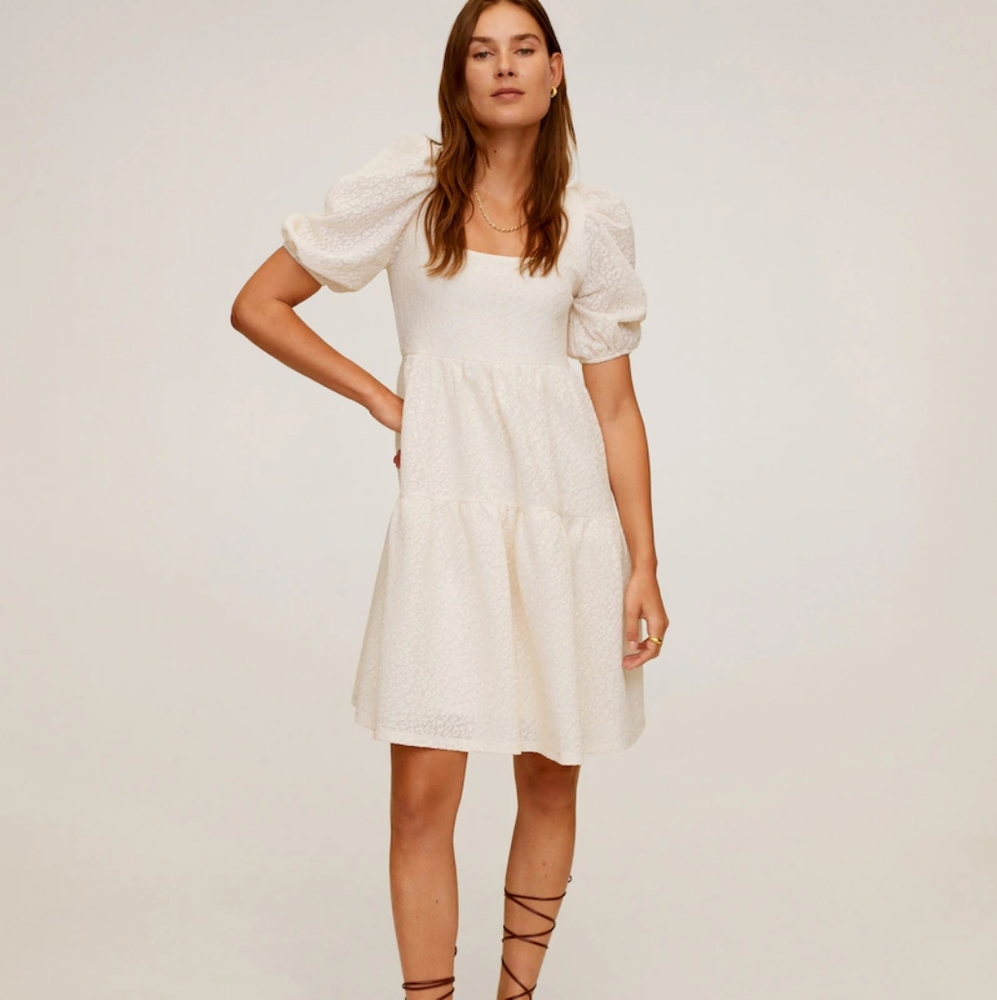 FINAL | NWT Mango White Babydoll Tiered Dress